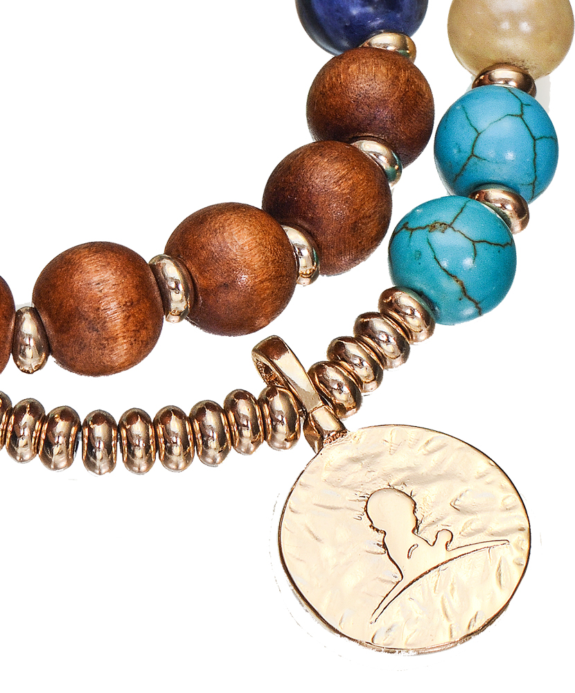 Stone & Wood Wrap Bracelet