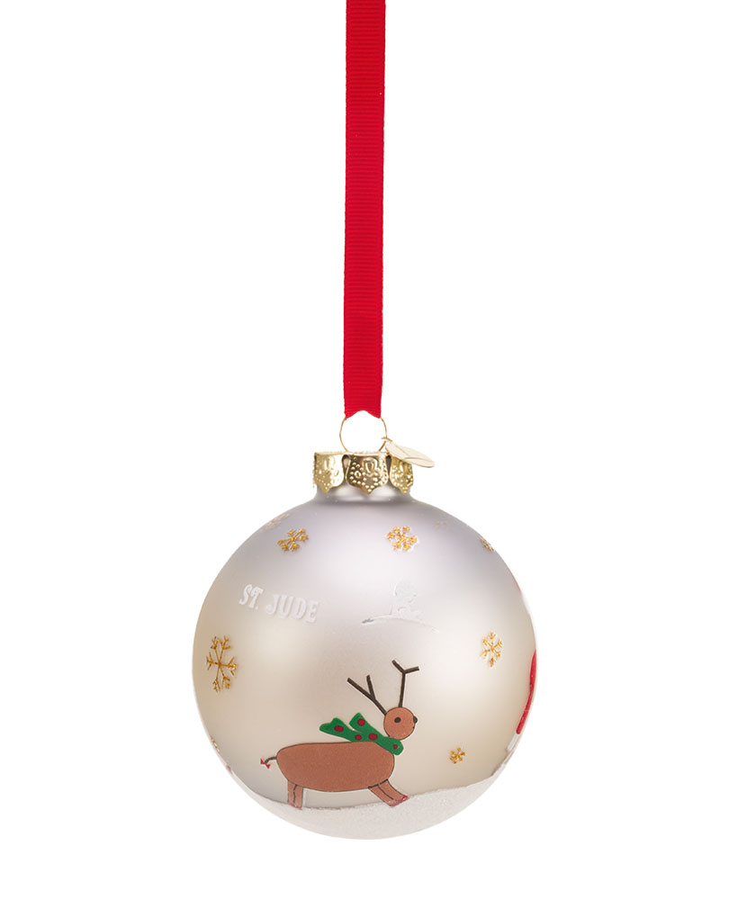 Santa & Reindeer 80MM Ornament