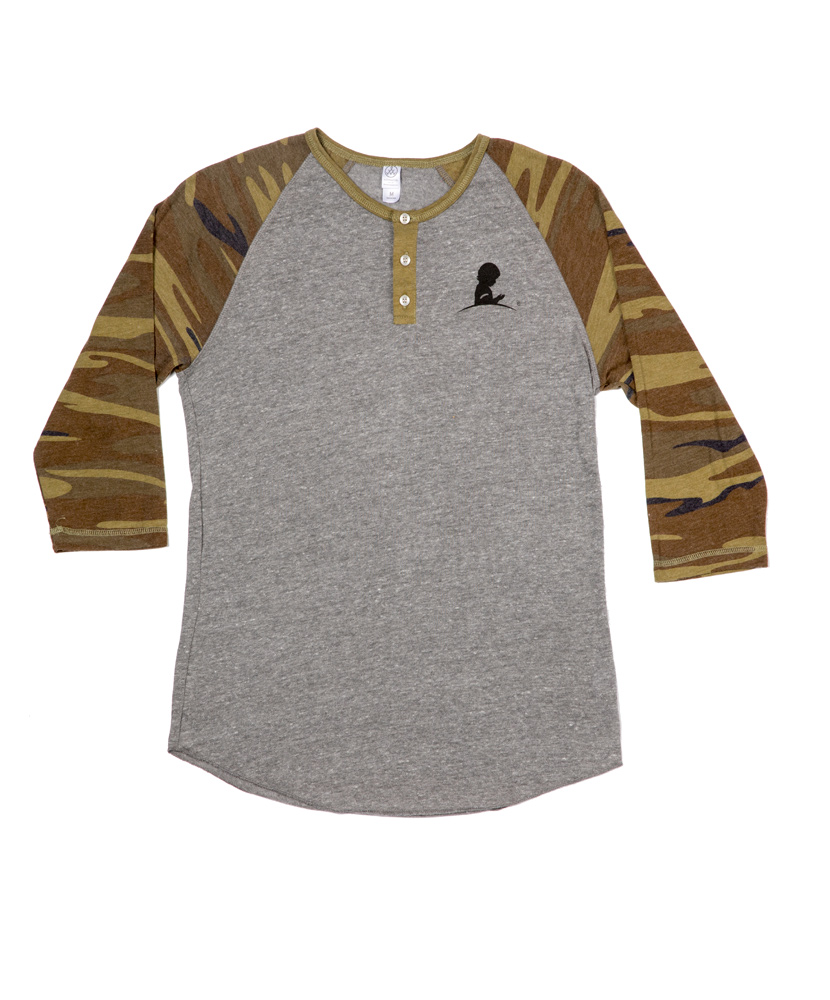 Unisex Camo Baseball Henley Tee